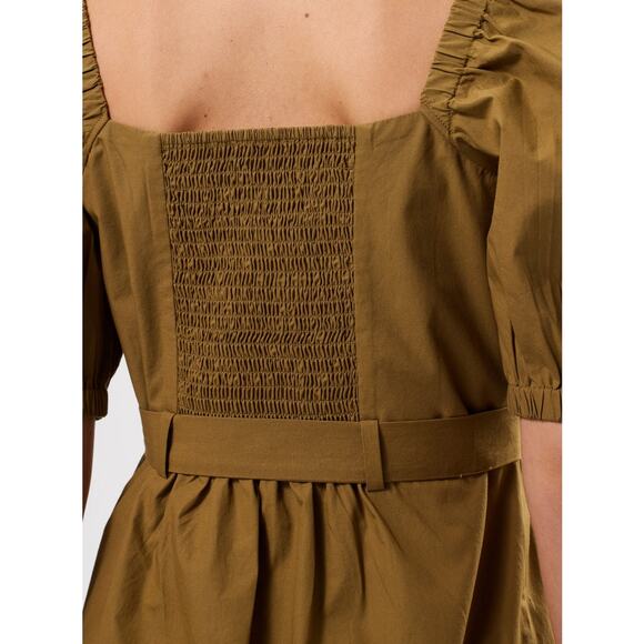 Amour Vert Square Neck Button Front Dress in Elm 100% Cotton - Picture 2 of 13